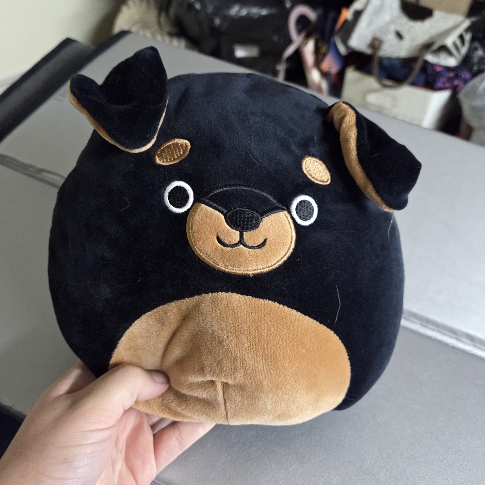 Squishmallows Black and Tan Dog Toy